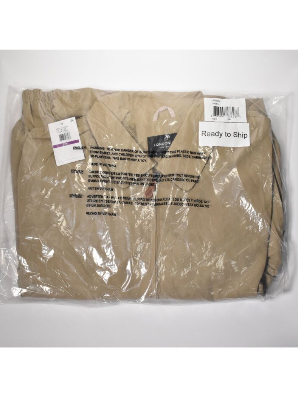 London Fog Mens Golf Jacket 2XL Camel Microfiber Lightweight Solid Zip Front NEW - Picture 6 of 9
